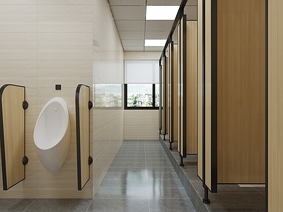 现代公共卫生间 男卫生间 小便池 公共卫生间