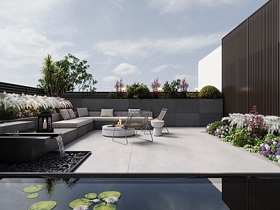 现代日式阳台 庭院 露台 休闲阳台 别墅花园 生活阳台