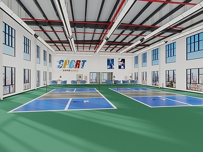 现代极简体育馆 羽毛球场 网球场