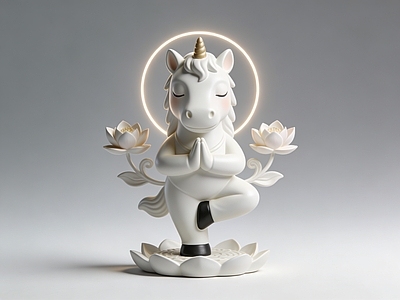 新中式中式雕塑 白马 神兽 莲花 雕塑 美陈