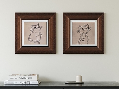 法式中古挂画 复古挂画 动物挂画