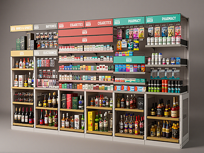 现代便利店 现代便利店货架 杂货 商品 超市货架 烟酒
