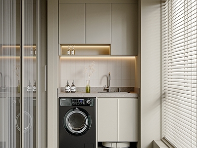 现代阳台 生活阳台 休闲阳台 阳台柜 洗衣机柜