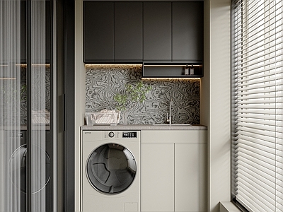 现代简约阳台 生活阳台 休闲阳台 阳台柜 洗衣机柜