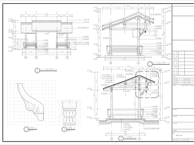中式廊架 中式古建重檐廊架 中式仿古亭廊 施工图