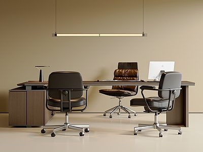 现代办公桌椅 老板椅 办公椅 办公桌椅 吊灯 办公摆件