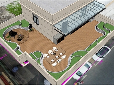 现代极简屋顶花园 庭院花园 屋顶花园 别墅花园 别墅屋顶花园 别墅庭院