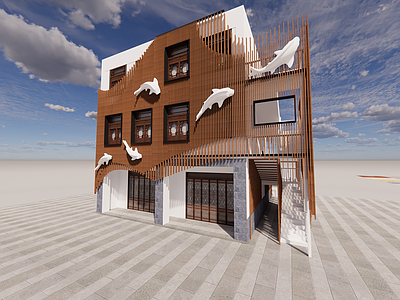 现代新中式风格建筑 特色建筑 异型建筑 造型建筑 建筑外造型装饰