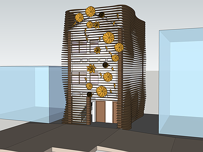 现代新中式风格建筑 特色建筑 异形建筑 建筑外观 特色建筑外观