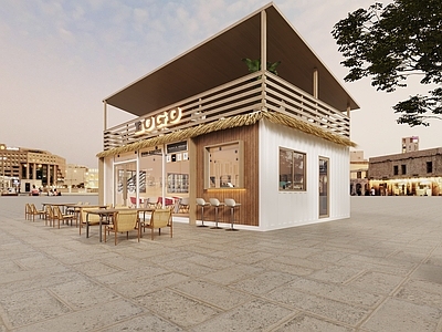 现代餐饮建筑 咖啡店外观 集装箱