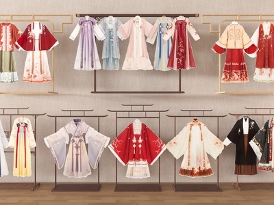 新中式中式衣架 汉服展示挂衣架 汉服唐装古装礼服 汉服挂衣架衣帽架 衣服展示架展示区 中式汉服馆美陈