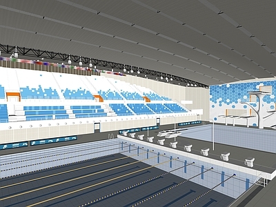 现代体育建筑 封闭体育馆 游泳比赛场地 泳池