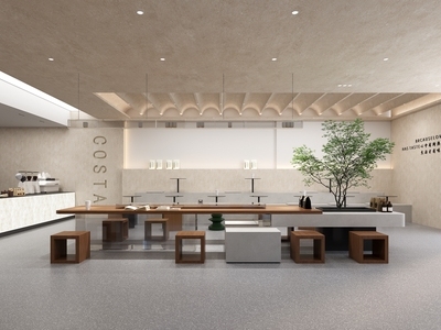 简约侘寂咖啡厅 诧寂风咖啡店 咖啡桌椅