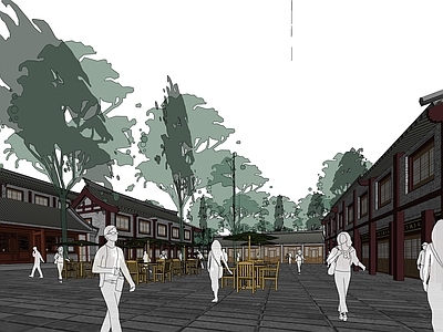 中式古建筑 中式建筑 仿古街区 古城