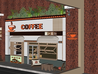 侘寂轻奢奶茶店 红砖网红咖啡店 奶油风奶茶店 网红店招 小商铺 外摆