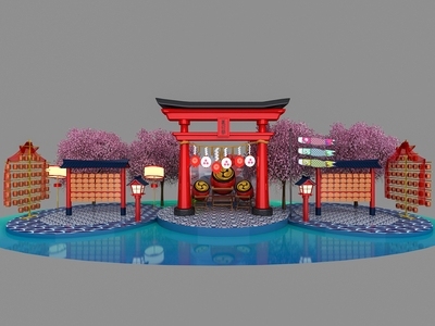 日式美陈 夏日祭美陈 日式牌坊 日本鸟居 樱花美陈 日式美陈