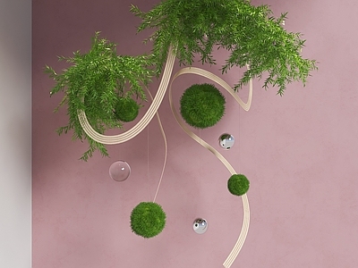 现代其他景观 苔藓景观 苔藓球 室内景观 植物艺术装置 绿植苔藓球造景