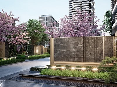 现代轻奢小区景观 现代轻奢入口门楼 对景景墙中心庭院 景观廊架下沉卡座 阳光草坪下沉庭院