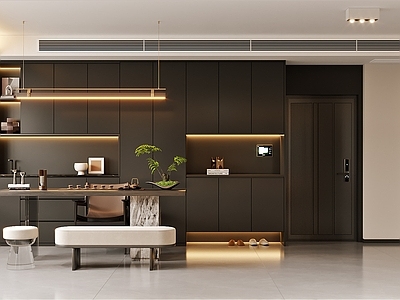 意式茶室 茶室柜 茶桌 吊灯 意式茶桌 意式挂画