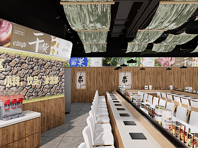 原木火锅店 旋转小火锅