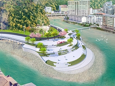 现代滨水景观 滨水广场