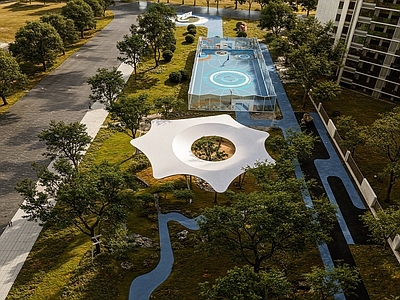 现代简约口袋公园 街角公园 运动主题公园 口袋公园 篮球活动场地 街角运动公园