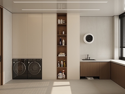 现代原木阳台 家政间