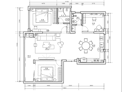 样板间 烟台留香园 现代家装全套图纸 施工图