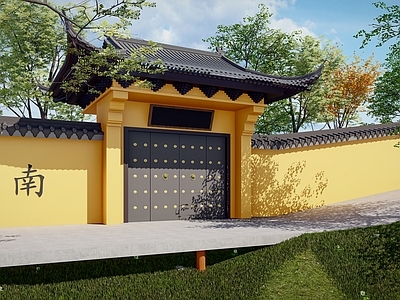 中式寺庙建筑 寺庙门