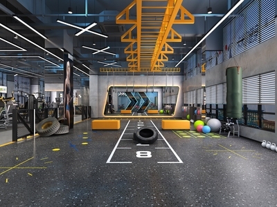 工业风格健身房 健身器材 公共空间