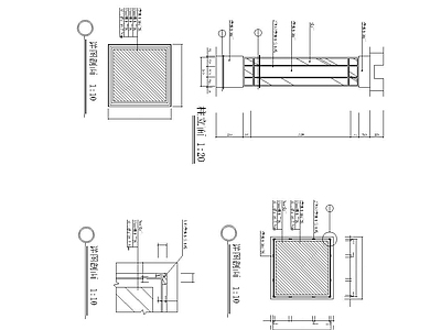 柱子节点 木饰面镜子方柱节 施工图