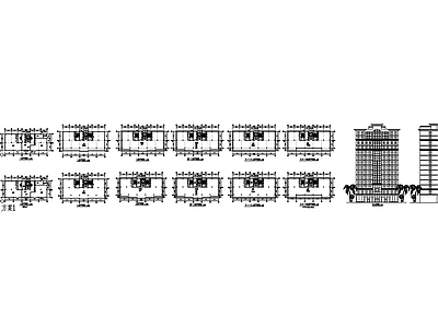 现代办公楼建筑 14层写字楼建筑 方案 施工图