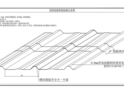 钢结构 屋面底板搭接轴测 三维示意图 施工图