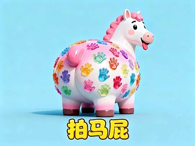 现代新中式雕塑 马雕塑 拍马屁彩马 萌马拍马屁 彩掌马屁马 马年互动装置