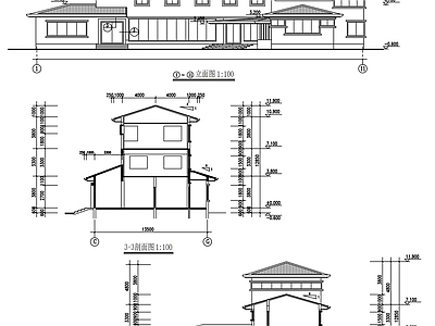现代办公楼建筑 3层办公楼方案 施工图