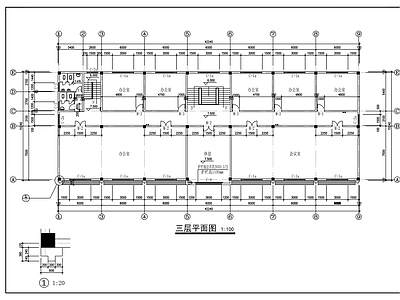 现代办公楼建筑 3层化工厂 办公综合楼 施工图