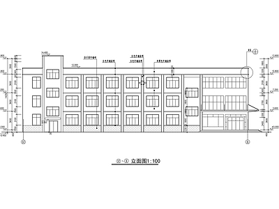 现代办公楼建筑 3层化工公司厂区 办公楼建筑图 施工图