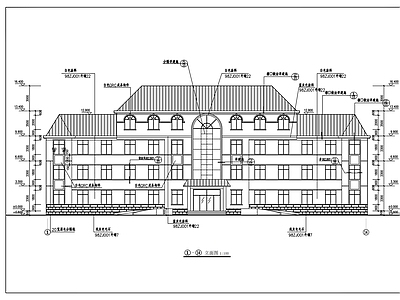 现代办公楼建筑 4层1758平米 乡镇办公楼建筑 施工图
