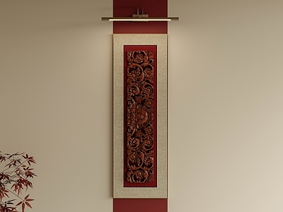 新中式挂画 新中式 长幅挂画 木雕