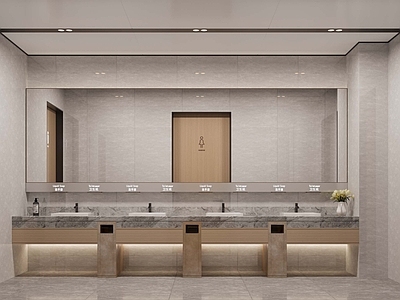 现代公共卫生间 公共盥洗池