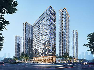 简约现代酒店建筑 高层酒店建筑 豪宅 住宅底商 简约住宅