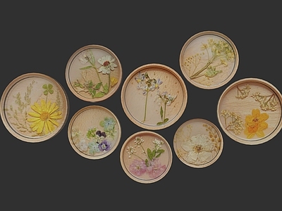 新中式原木挂件 装饰挂件 画 花草