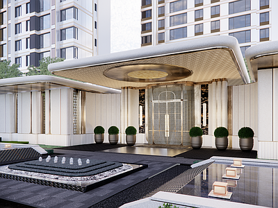 现代轻奢小区建筑 海派 精奢 示范区入口 弧线 最新