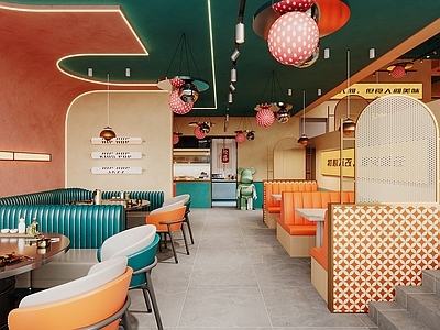 现代复古快餐店 民族 快餐 特色