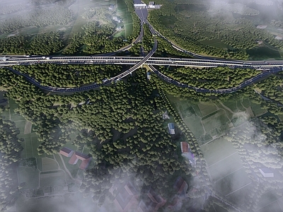 现代道路 高架桥 收费站 匝道 高速路