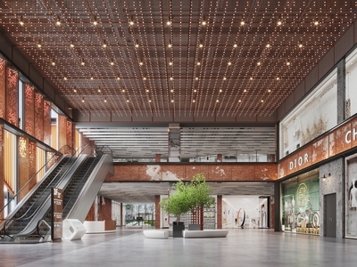 商场大厅 办公 工业 雕塑 扶梯 商铺 店铺 现代 大厅 大堂