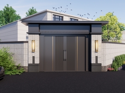新中式别墅庭院 新中式建筑景观庭