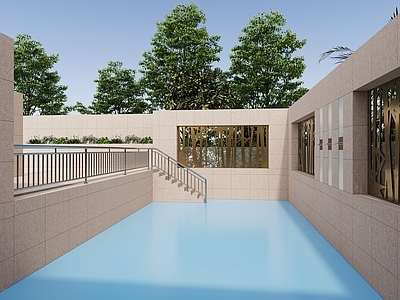 现代其他公共空间 泳池 泳池外观 露天泳池