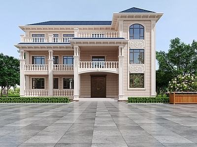 现代别墅外观 独栋别墅 自建房外立面 别墅外立面 楼房外立面