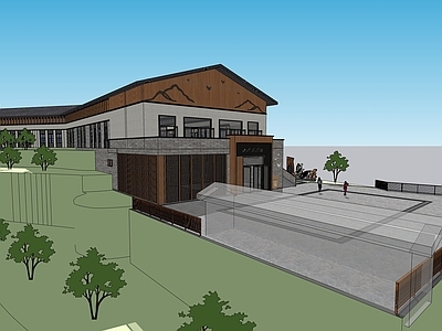 新中式商业街 新中式建筑 中式建筑
